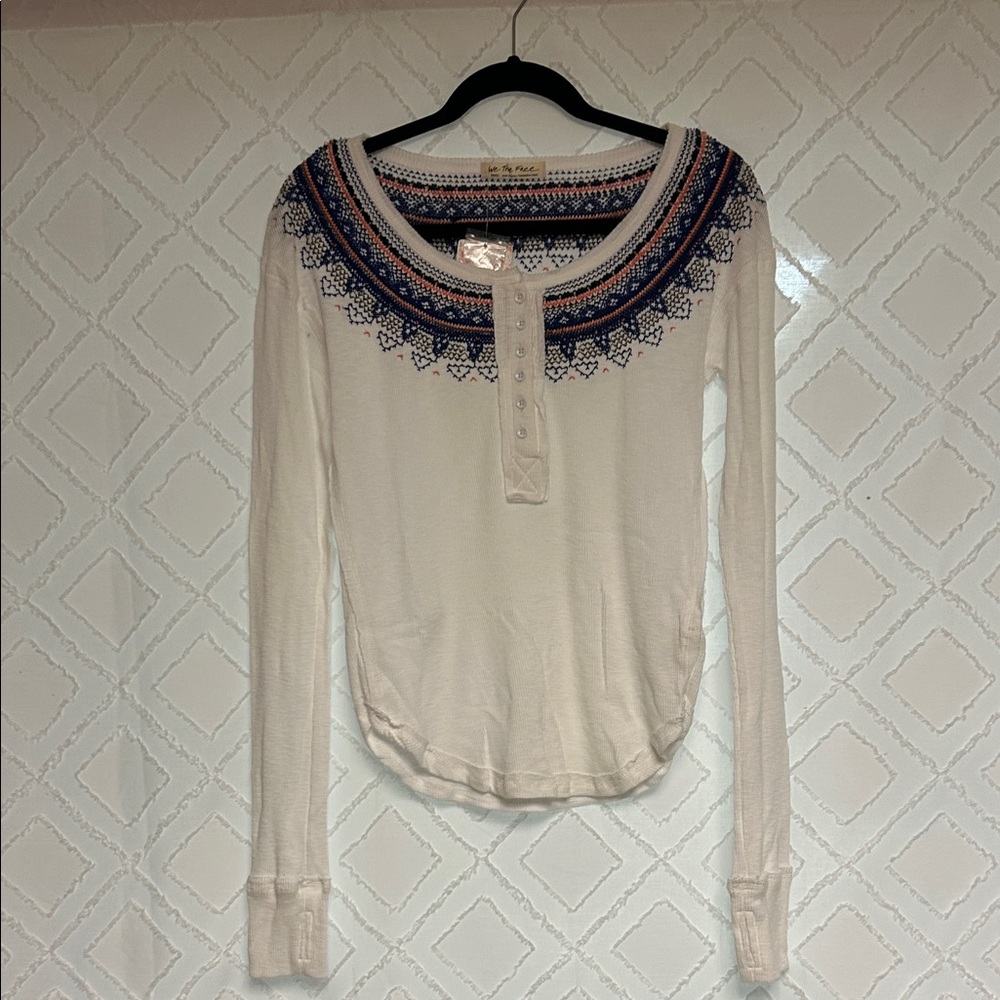We the Free Embroidered Long Sleeve Henley